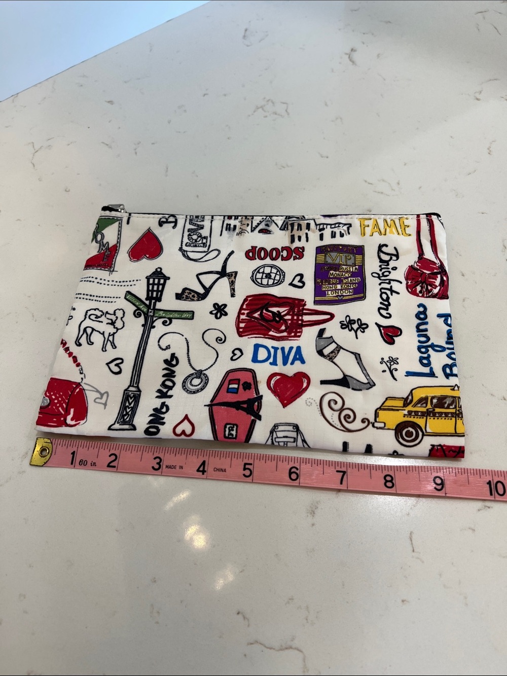 Brighton Travel Tote Bag City Collage Print Matching Zip Pouch Rare Retired - Picture 15 of 16